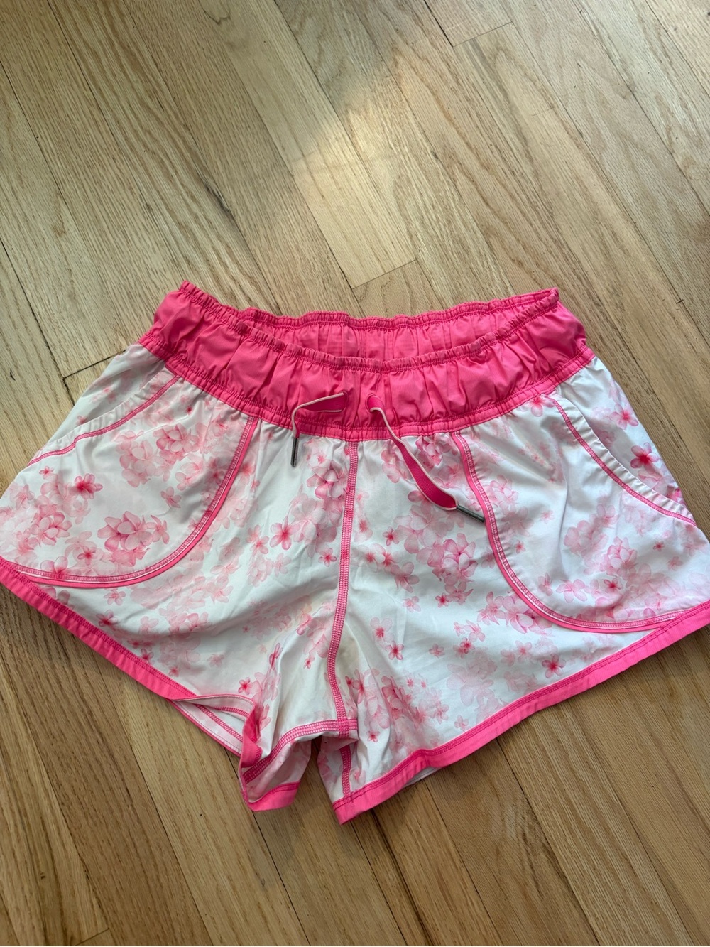 lululemon athletica Pink Floral Elastic Waist Athletic Shorts